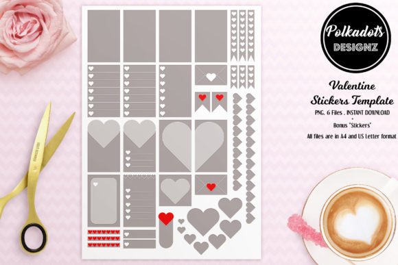 Customizable Valentine Stickers Templates for Your Planner