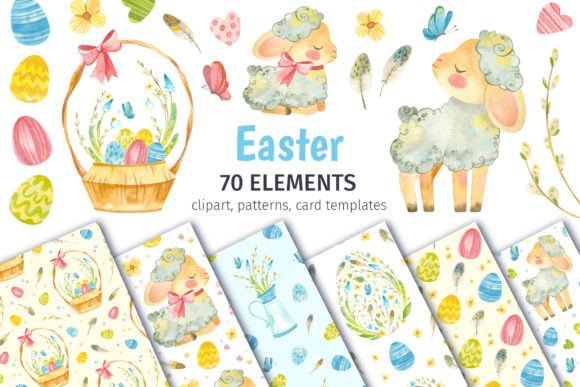 Easter Clipart, Patterns, Card Templates for Your Projects