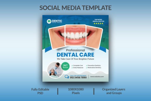 Modern Dental Care Social Media Templates for Your Clinic