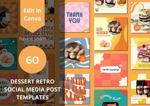 Revitalize Your Feed: 60 Dessert Retro Social Media Templates